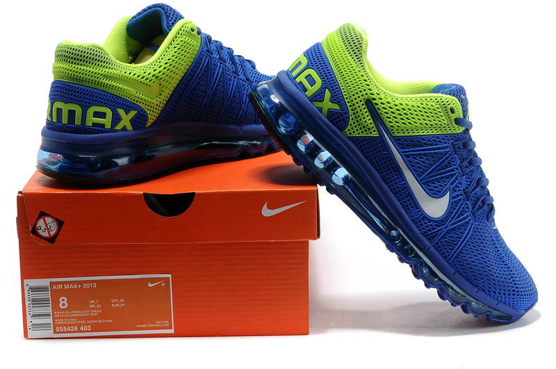 Nike Air Max 2013 Chaussures Hommes KPU bleue fluorescente verte (1)